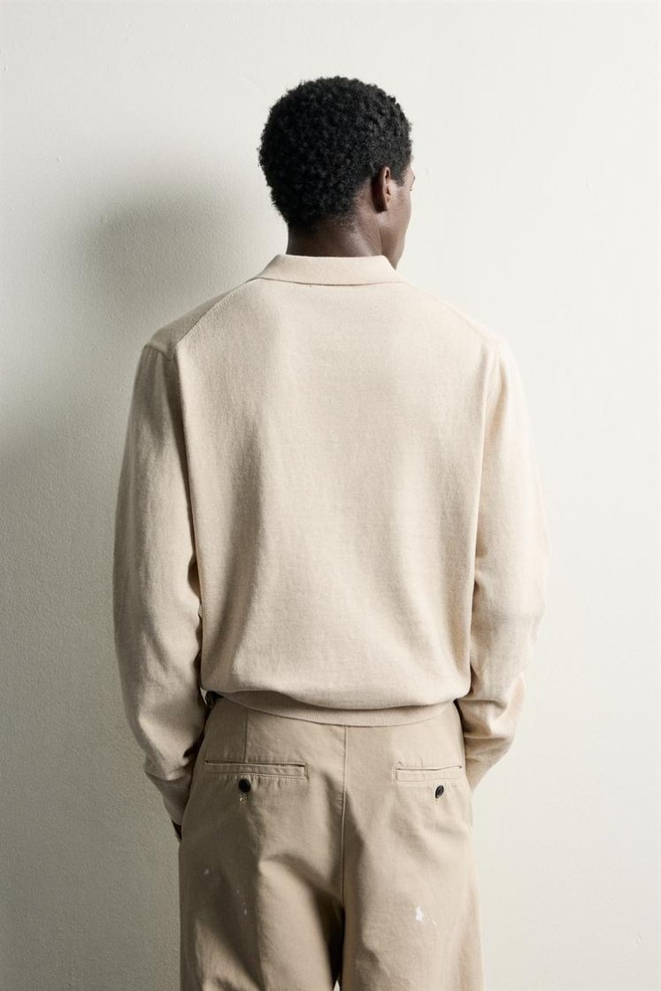 Zara Knit Polo Collar Sweater — Cream