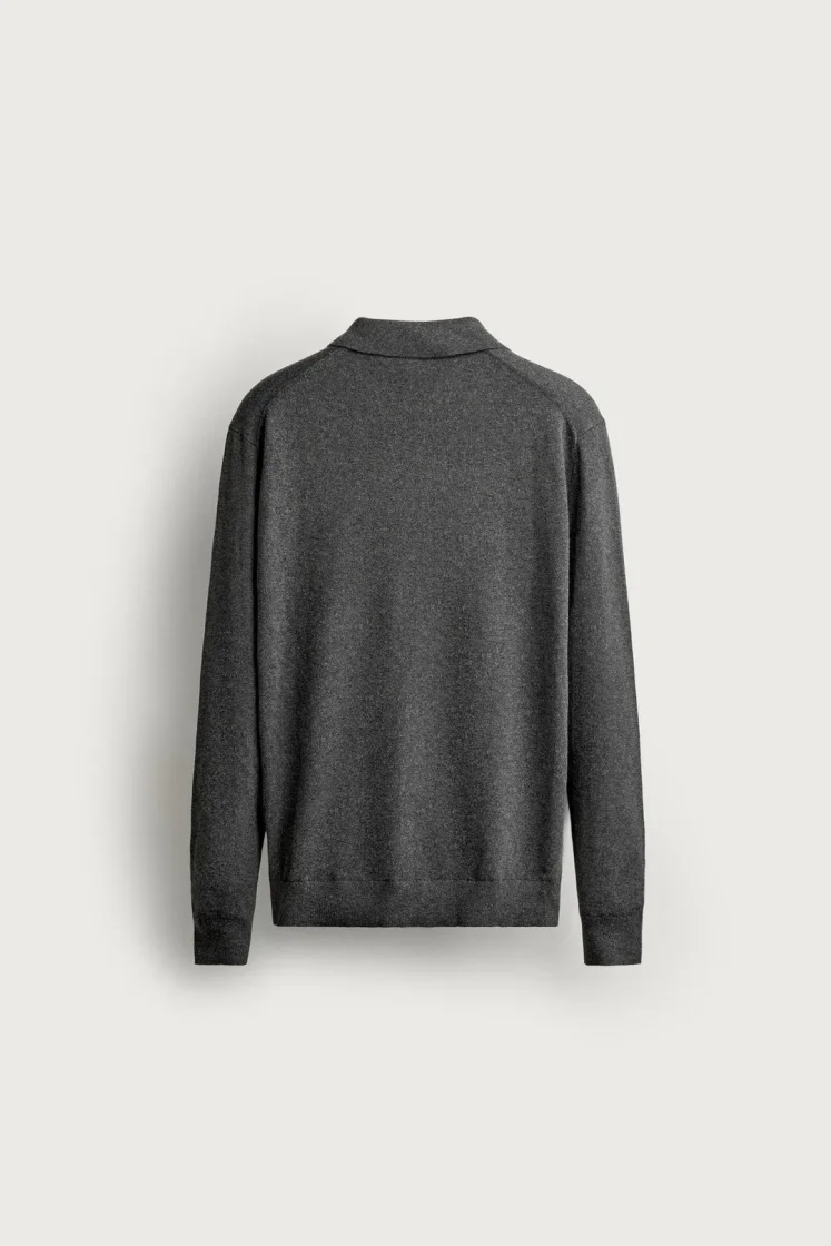 Zara Knit Polo Collar Sweater — Dark Grey