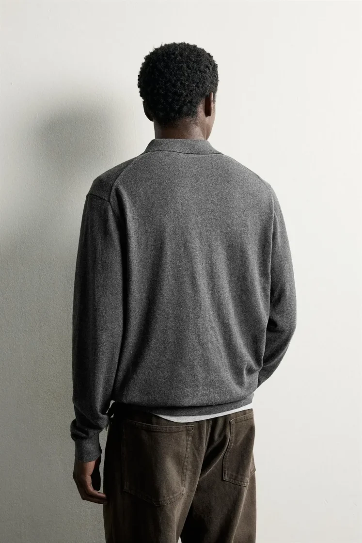 Zara Knit Polo Collar Sweater — Dark Grey