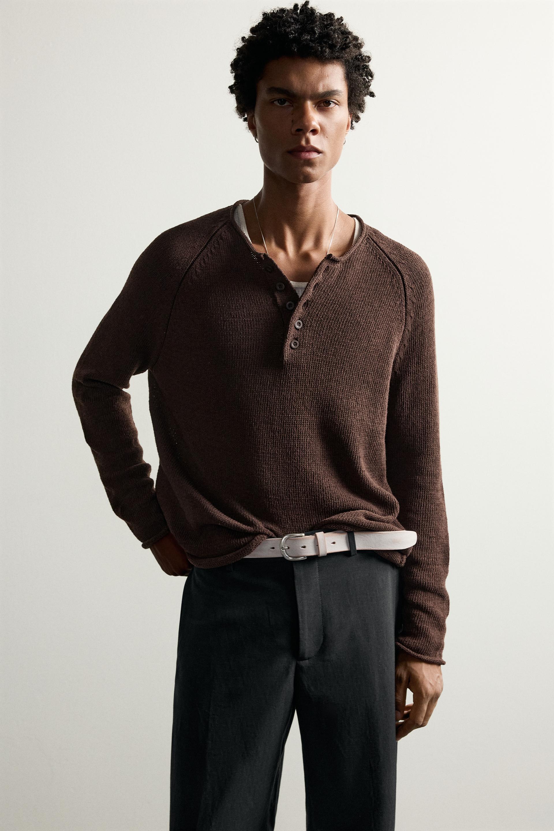 Zara Tunisian Collar Knit Pullover — Marron3597/305/700