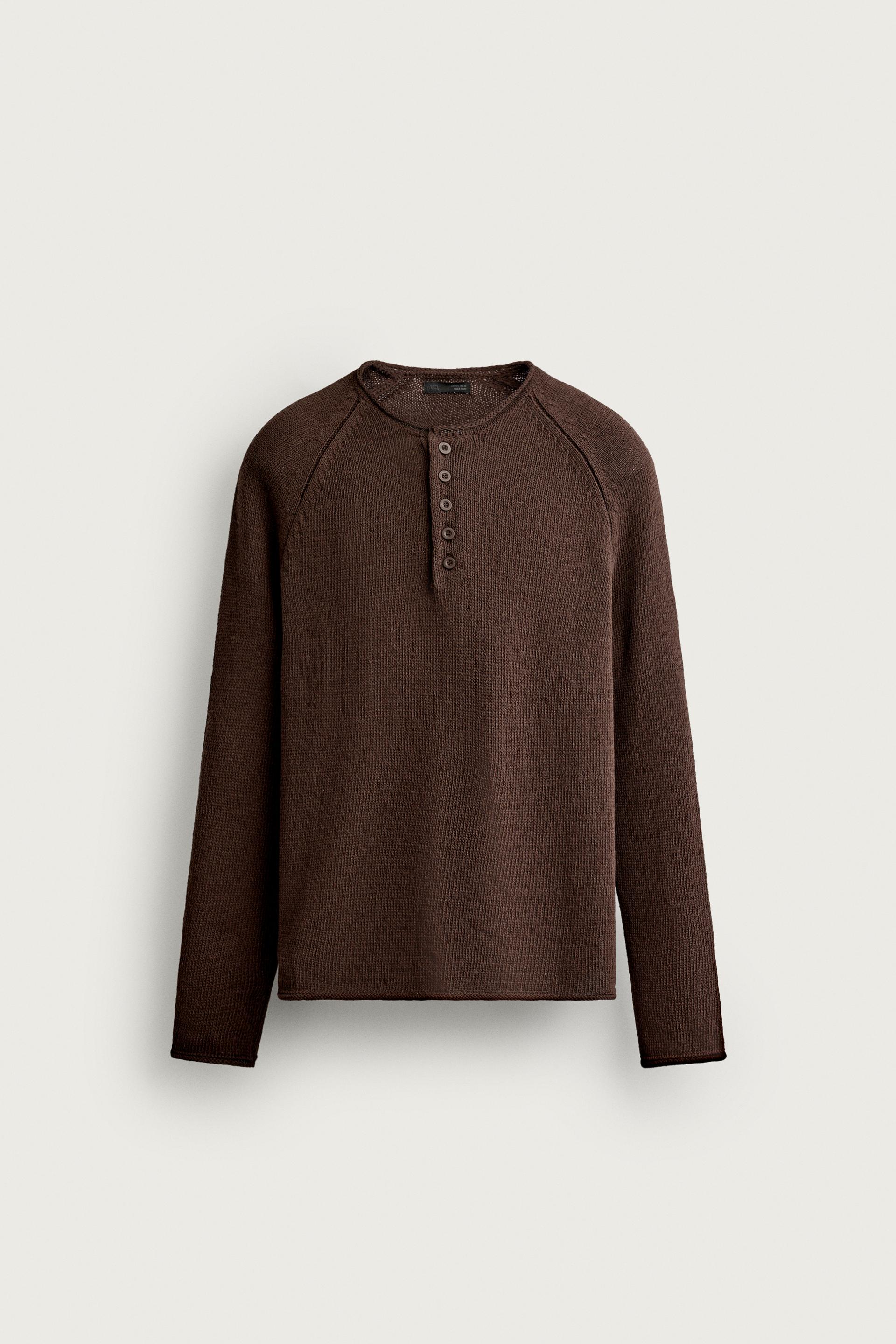 Zara Tunisian Collar Knit Pullover — Marron3597/305/700