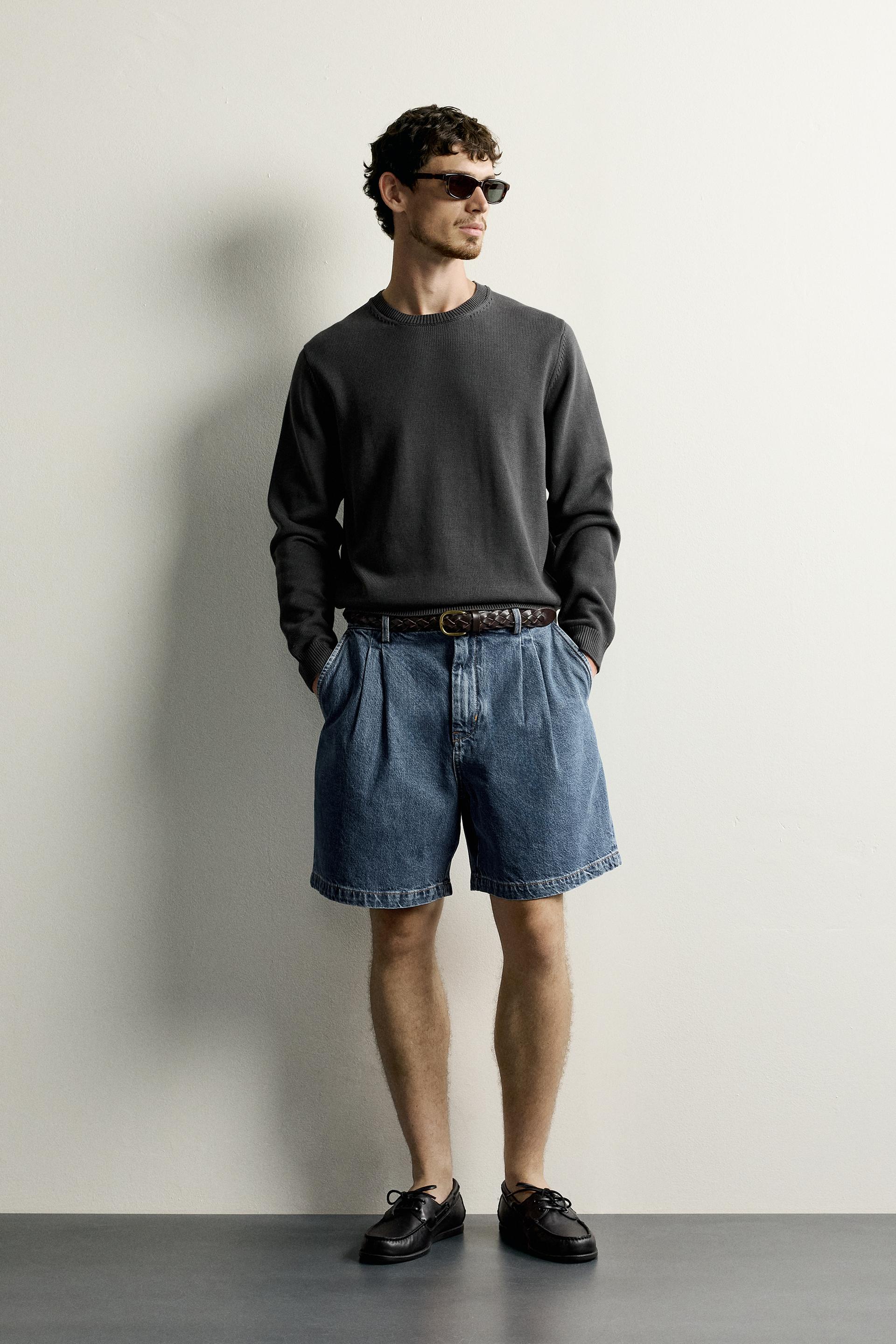 Zara Cotton Knit Regular Sweater — Plomb