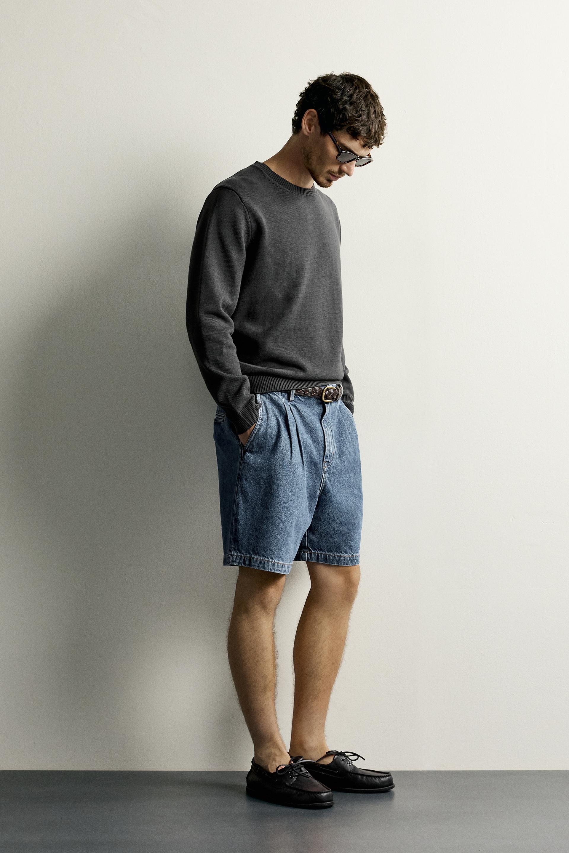 Zara Cotton Knit Regular Sweater — Plomb