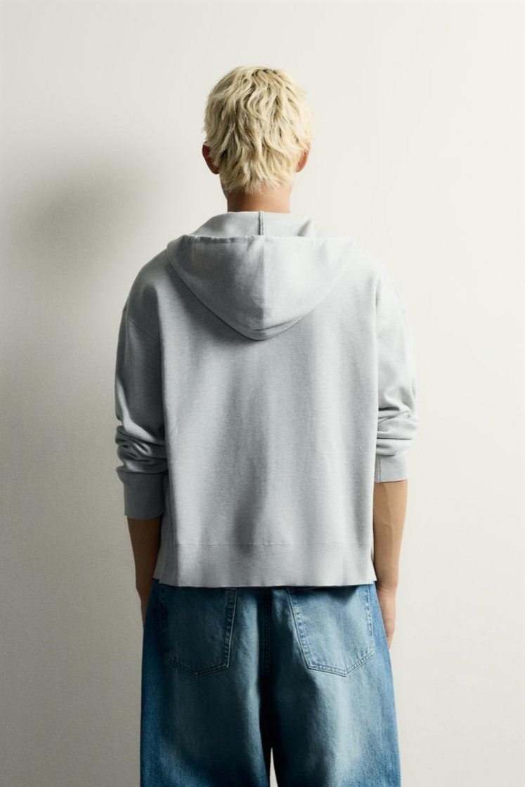 Zara SOFT KNIT HOODIE — Gray marl