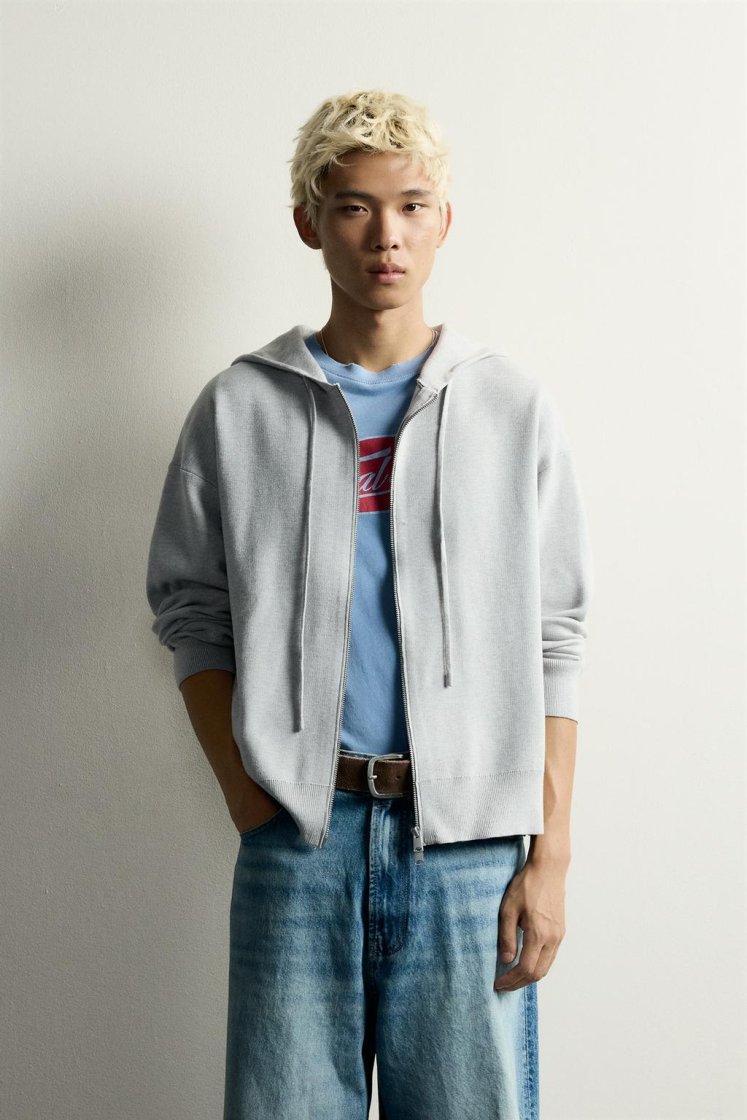 Zara SOFT KNIT HOODIE — Gray marl