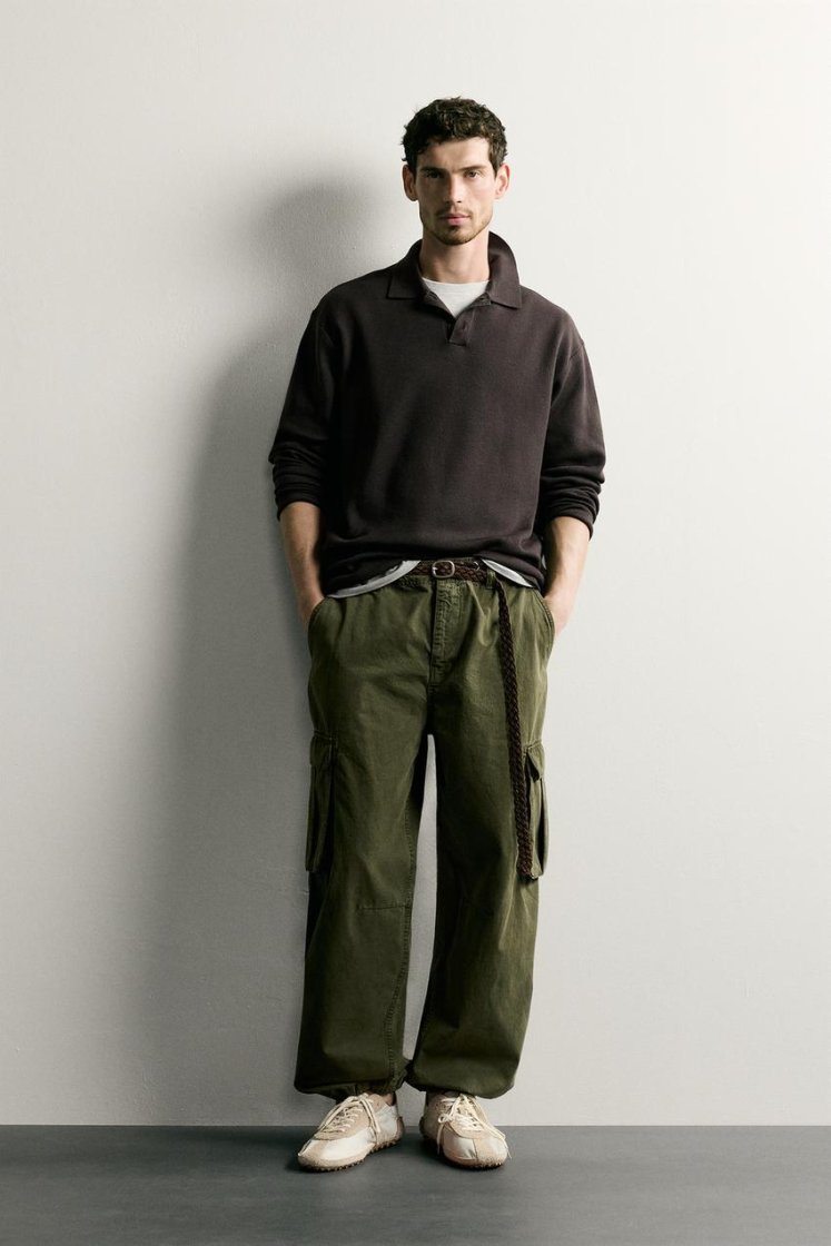 Zara Striped Soft-Knit Polo — Brown