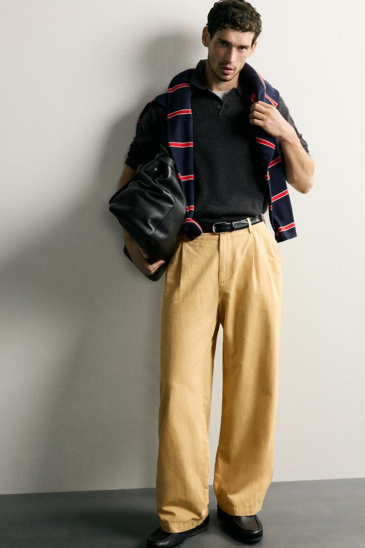 Zara Striped Soft-Knit Polo — Graphite