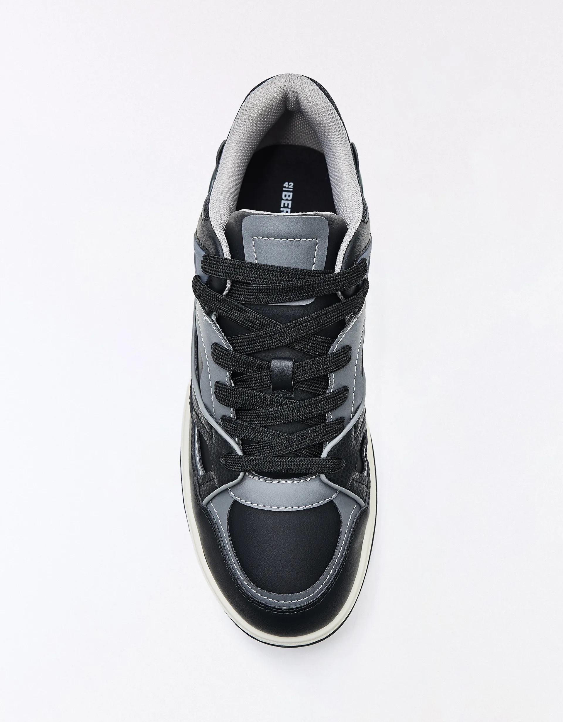 Bershka STARFIT Lace-Up Chunky Sneakers — Noir