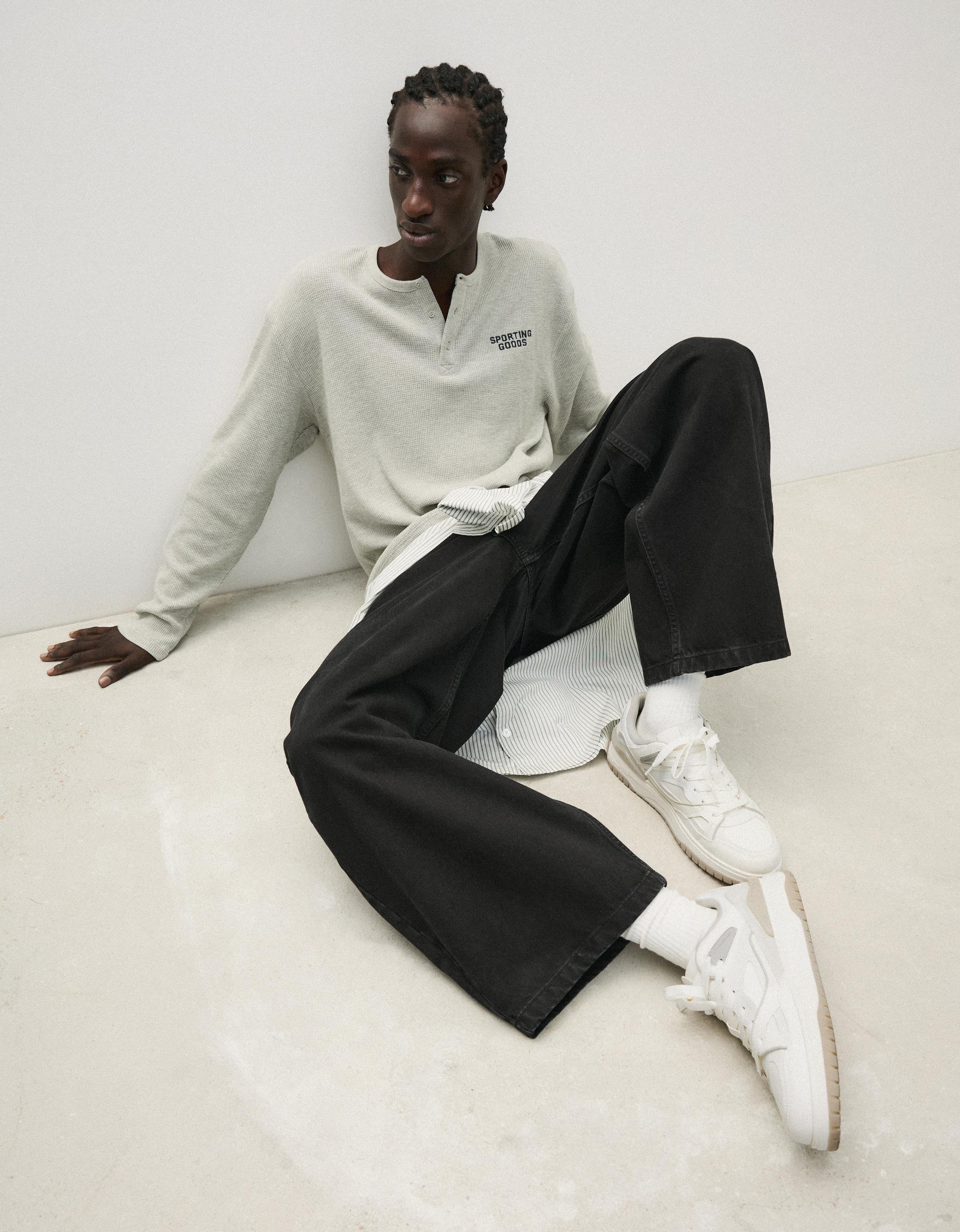 Bershka STARFIT Lace-Up Chunky Sneakers — Blanc