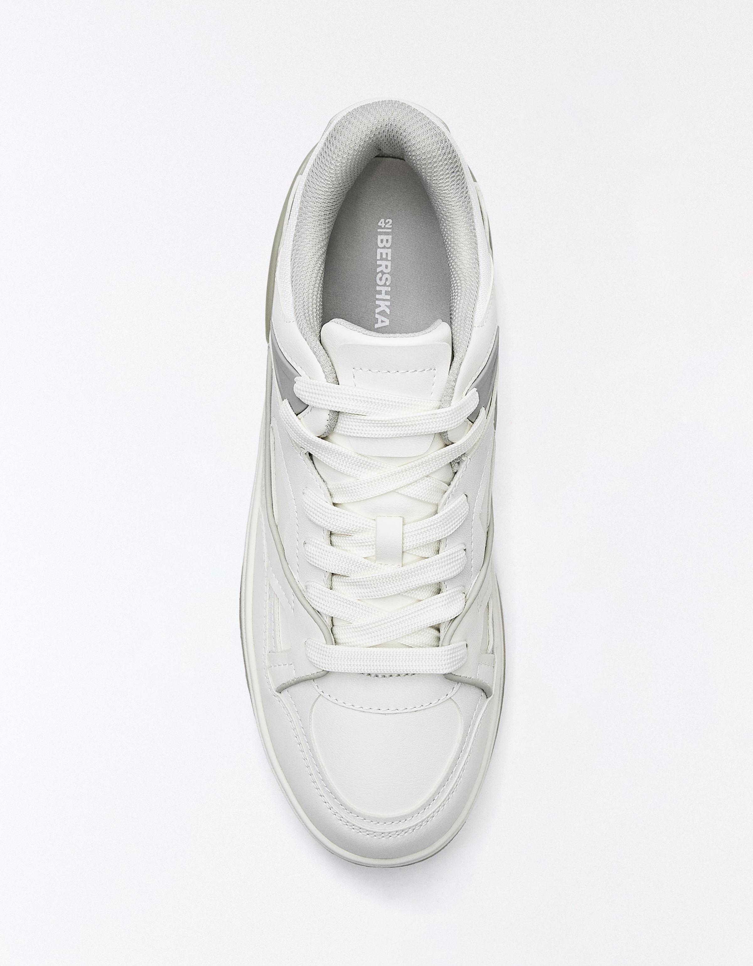 Bershka STARFIT Lace-Up Chunky Sneakers — Blanc