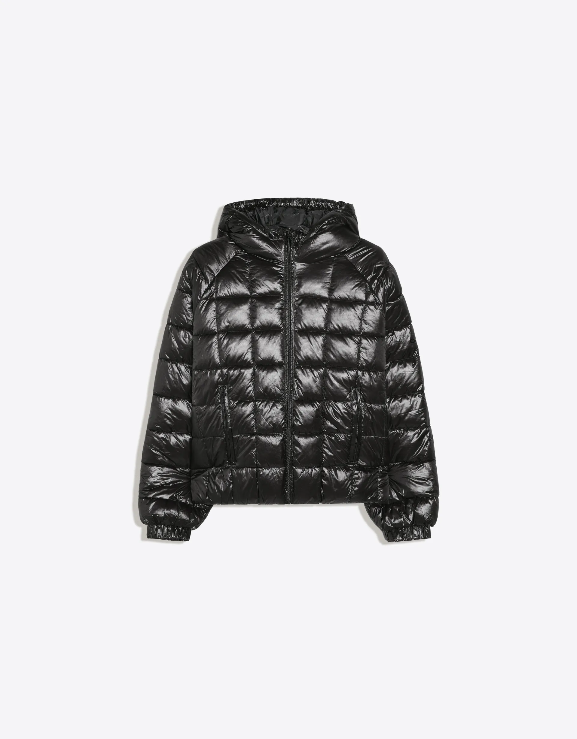 Bershka Blouson capuche matelassé quadrillé — Noir