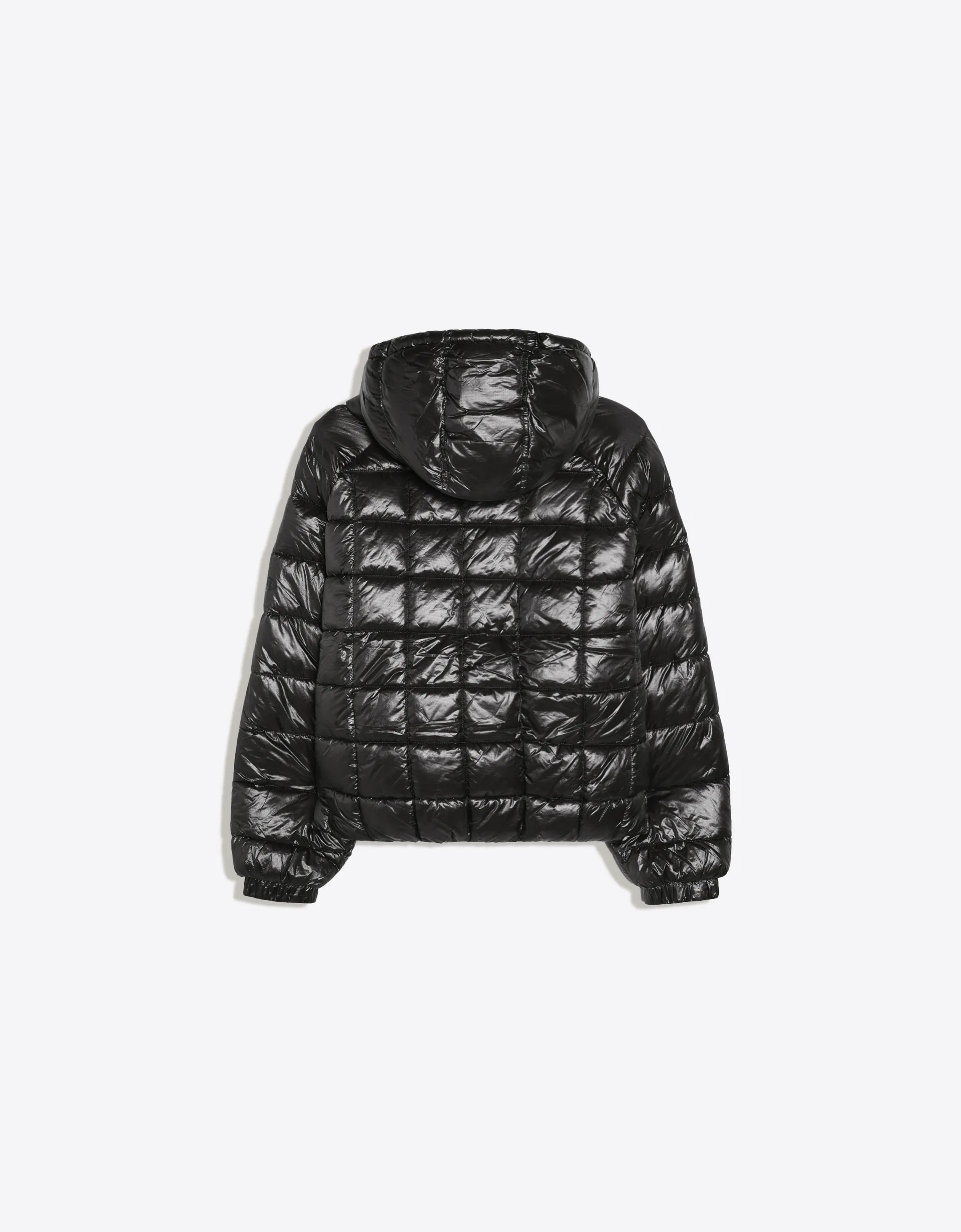 Bershka Blouson capuche matelassé quadrillé — Noir