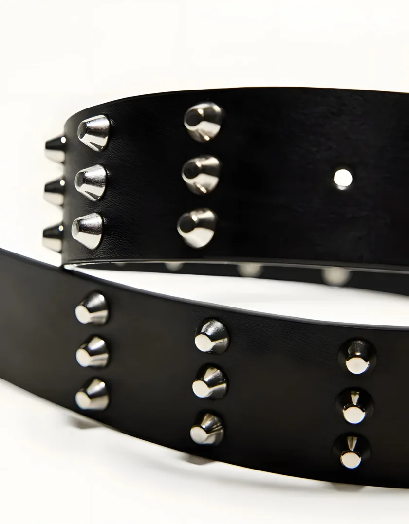 Bershka Studded Leather Belt — Black