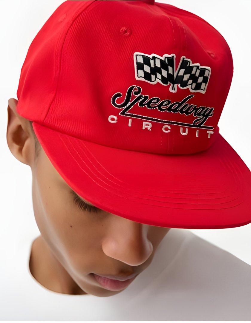 Bershka Speedway Circuit Baseball Cap — Red