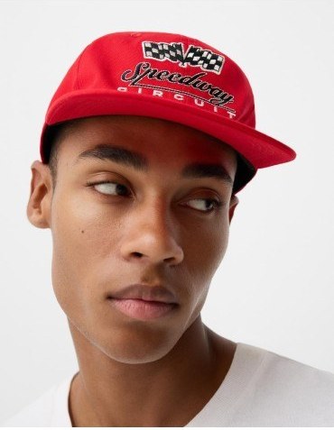 Bershka Speedway Circuit Baseball Cap — Red