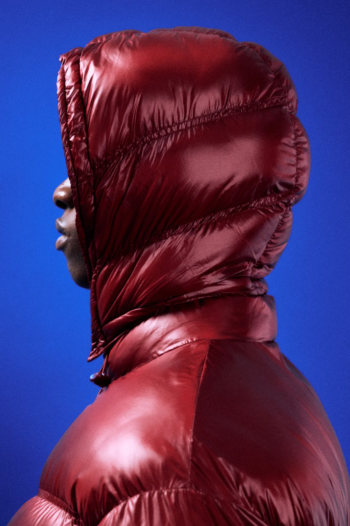 Pull&Bear Glossy Puffer Jacket — Dark Red