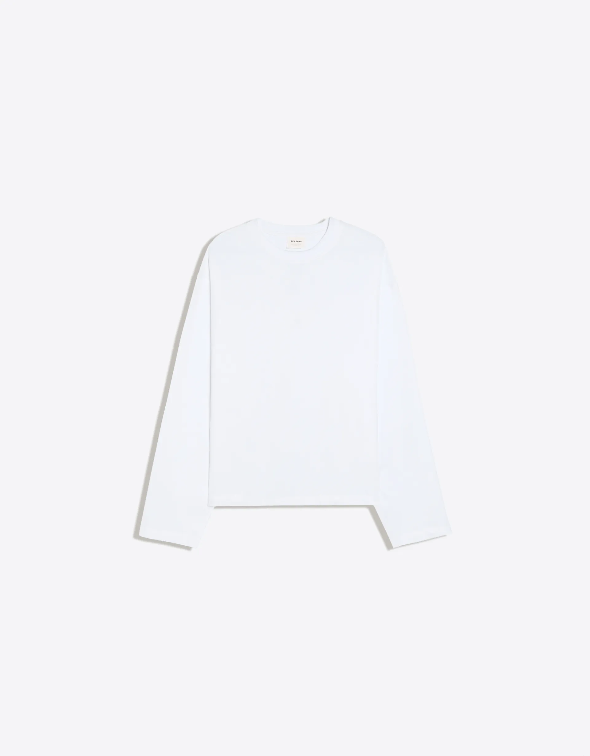 Bershka Boxy Long Sleeve Tee — White