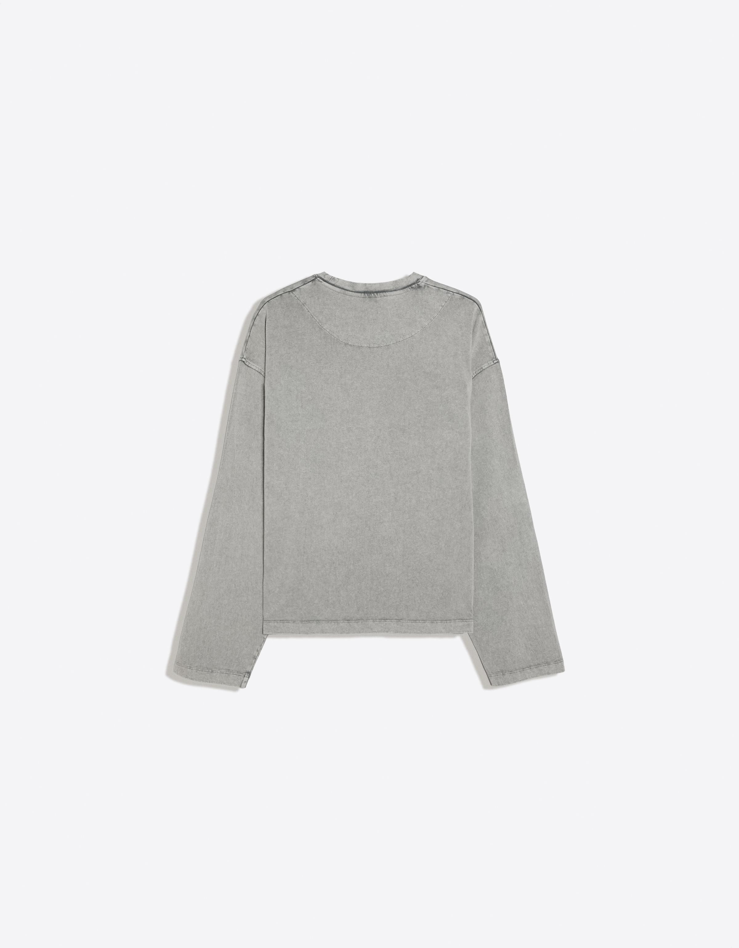 Bershka Boxy Long Sleeve Tee — Grey