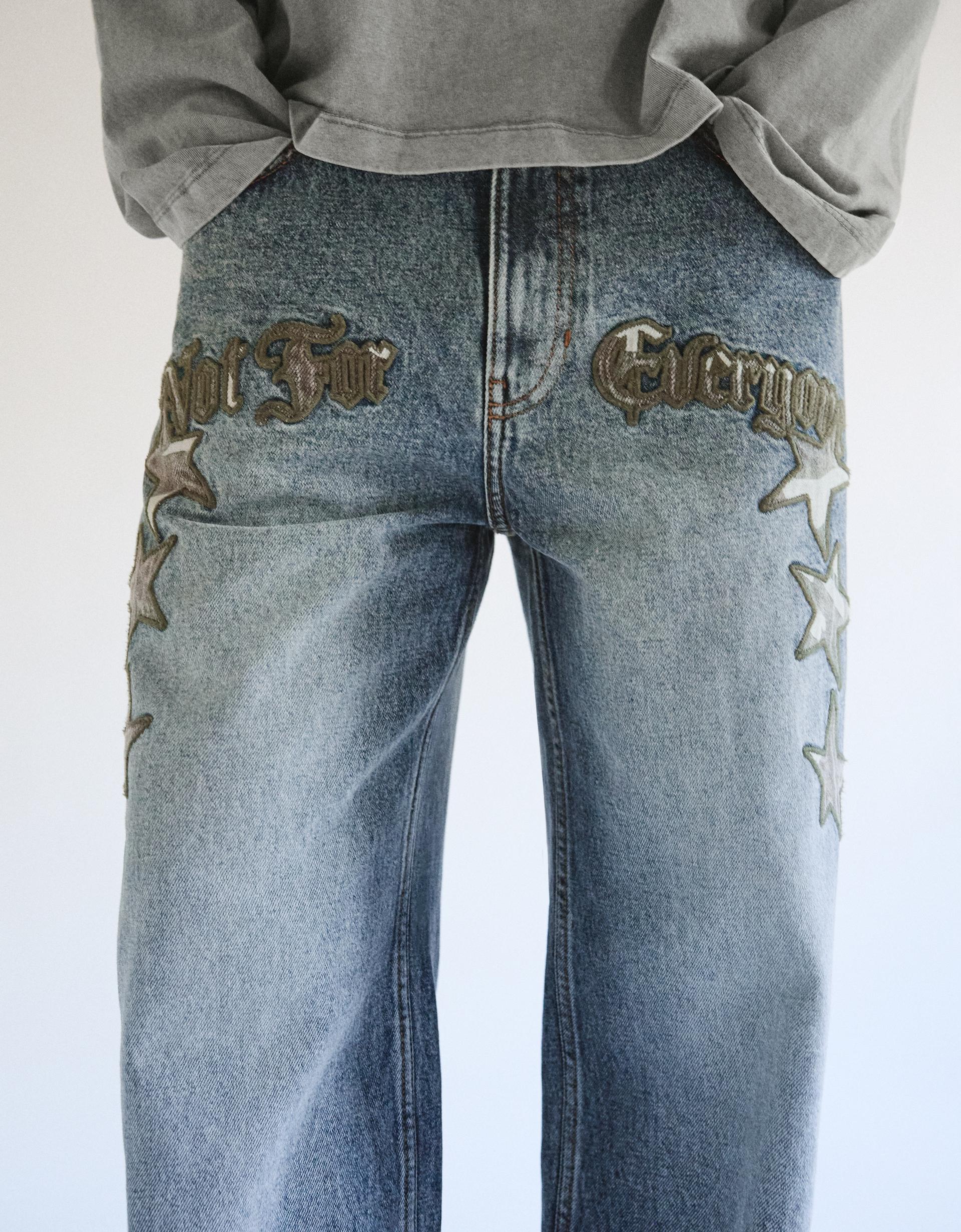 Bershka Star Patch Super Baggy Jeans
