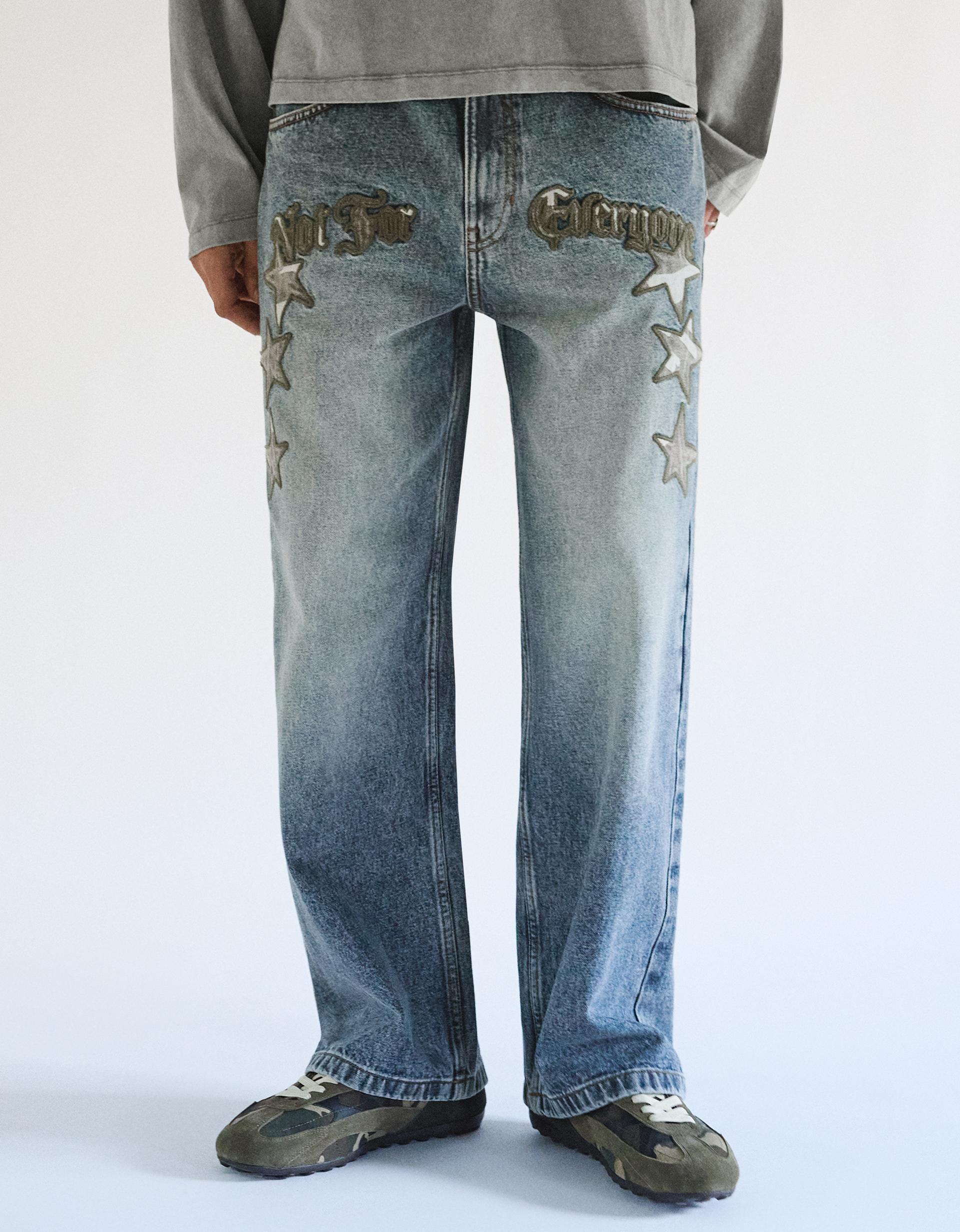 Bershka Star Patch Super Baggy Jeans