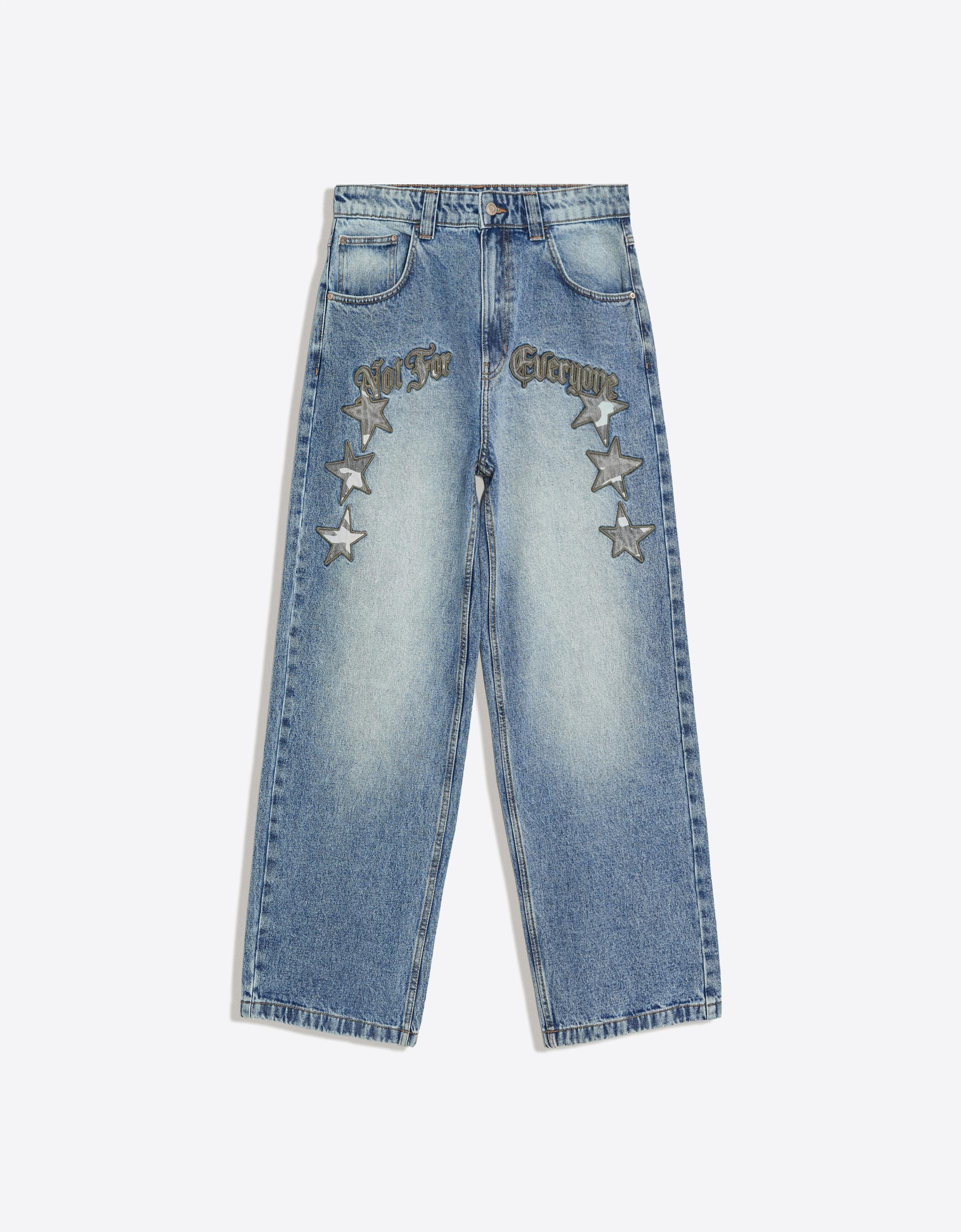 Bershka Star Patch Super Baggy Jeans
