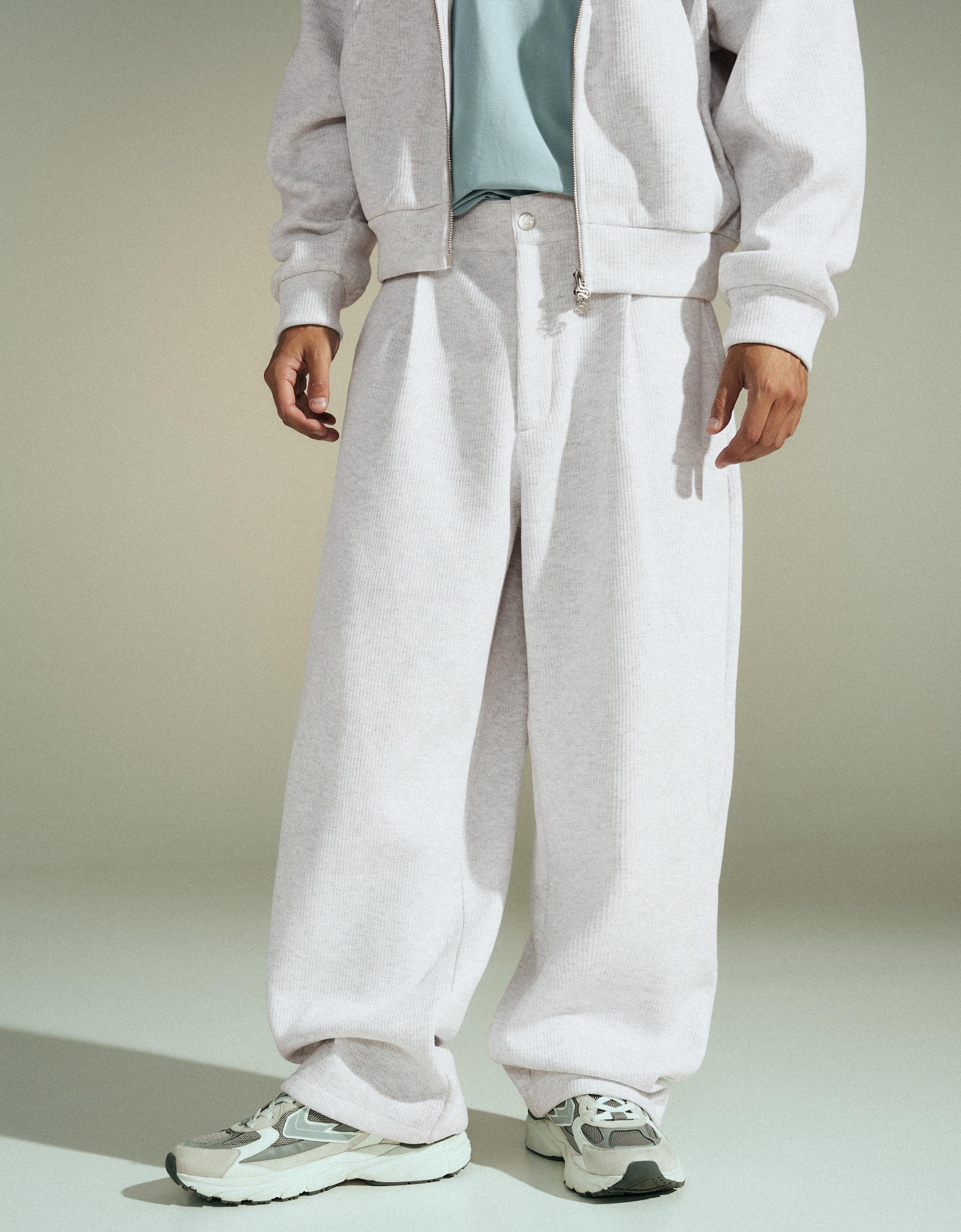 Bershka Waffle Balloon Pants — Gris
