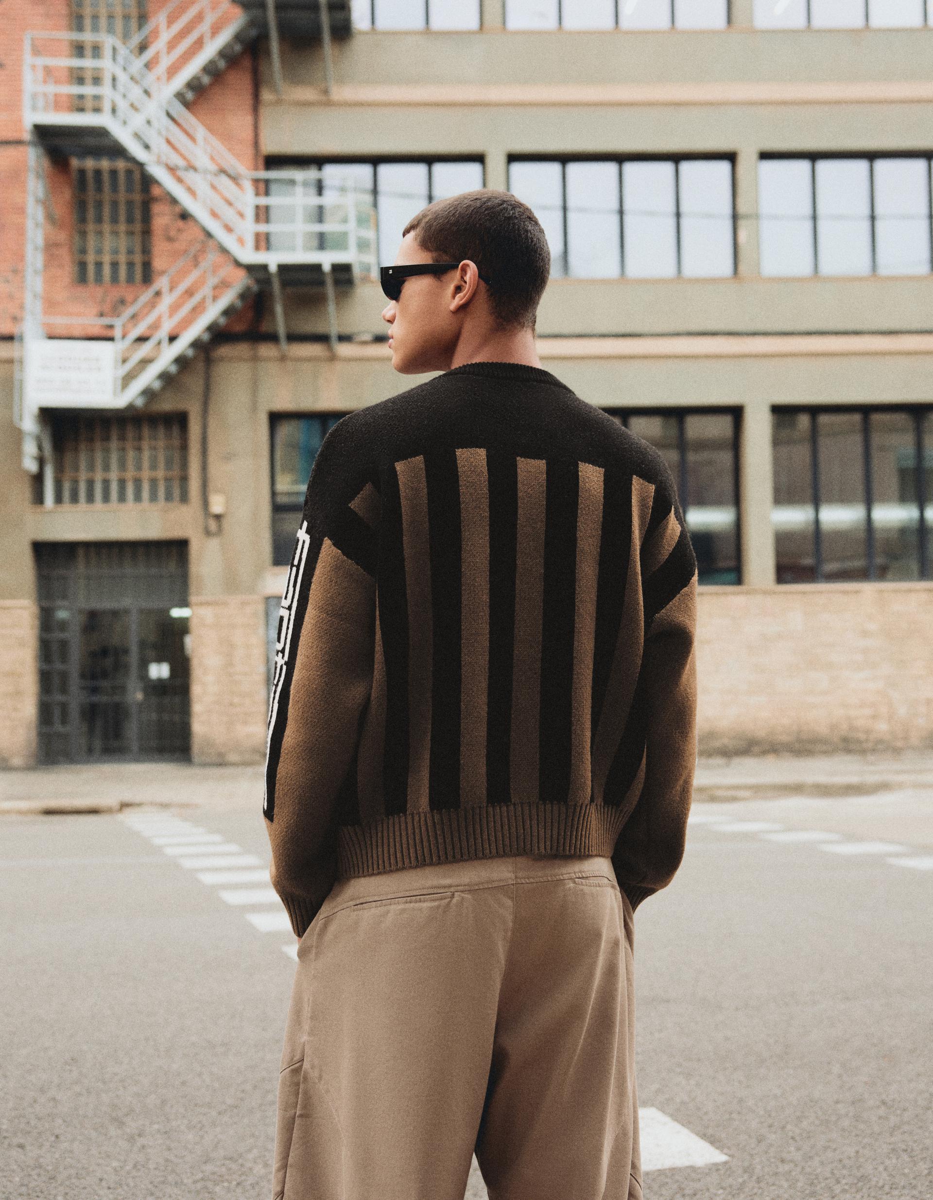 Pull Col V Jacquard Graphique