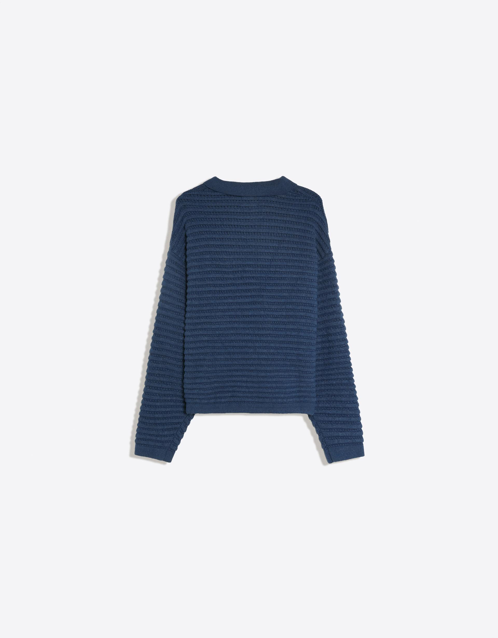 Bershka Printed Polo-Collar Sweater