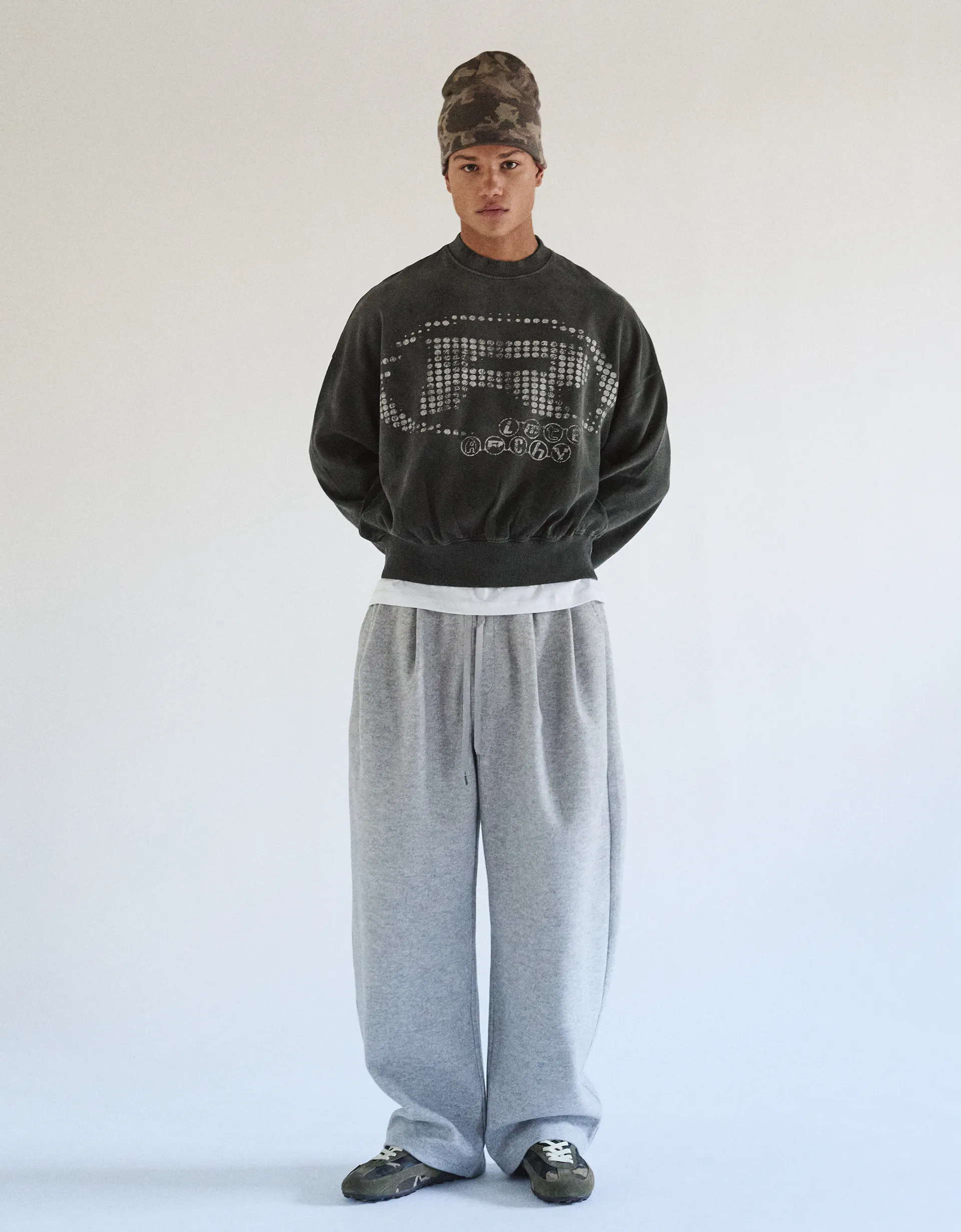 Bershka Faded Wash Crewneck Sweatshirt