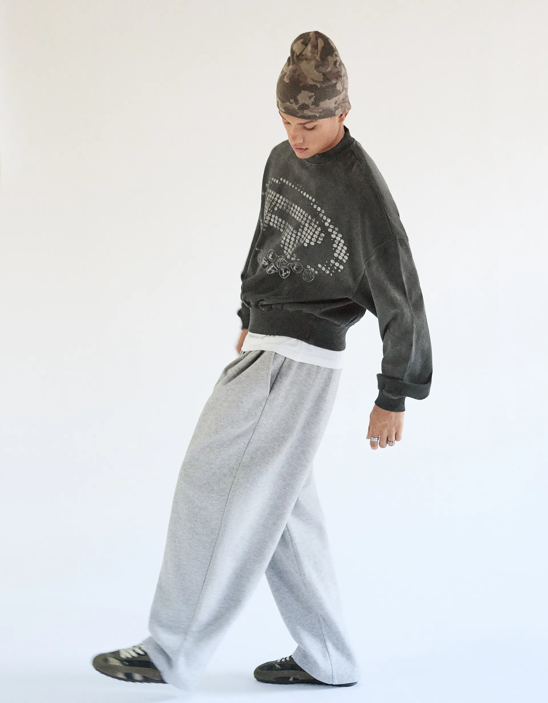 Bershka Faded Wash Crewneck Sweatshirt