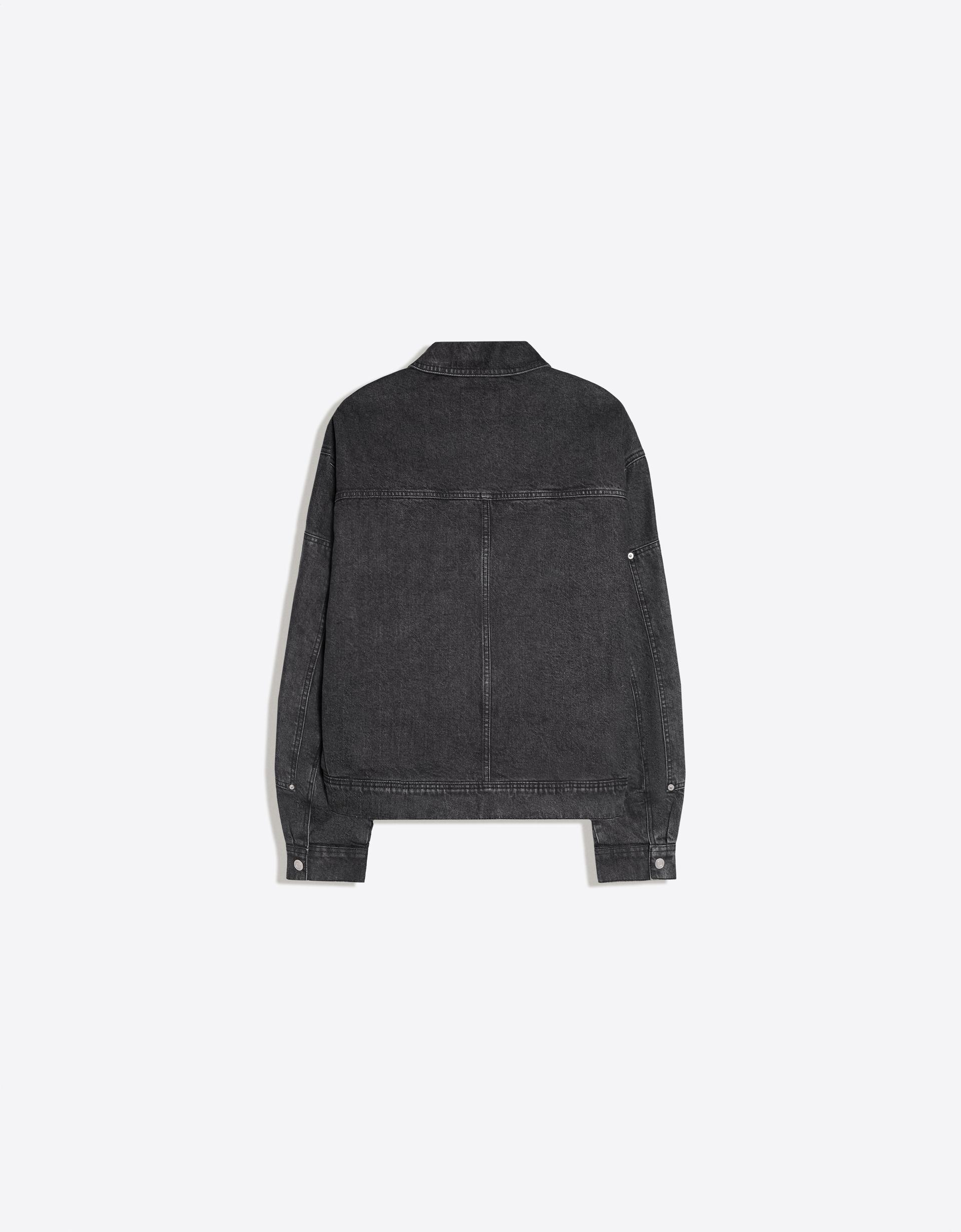 Bershka Washed Denim Bomber Jacket