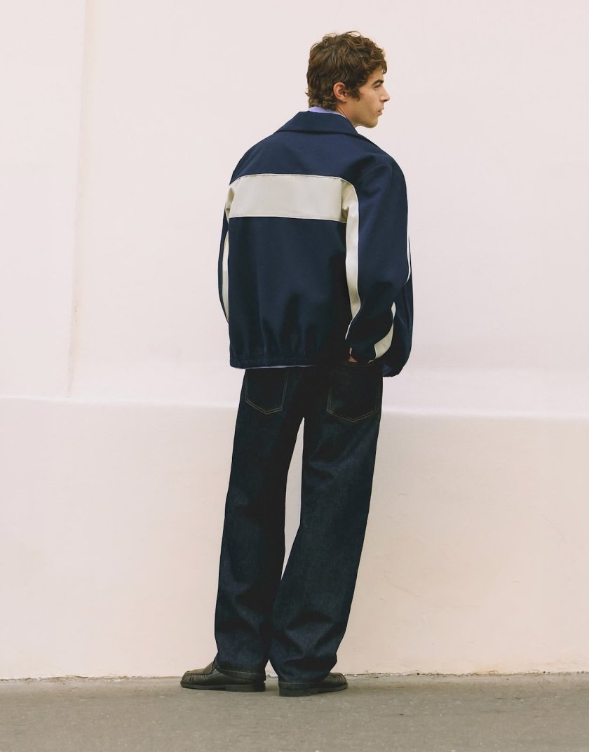 Pull&Bear Pull&Bear Panel Zip Jacket — Black/Ecru