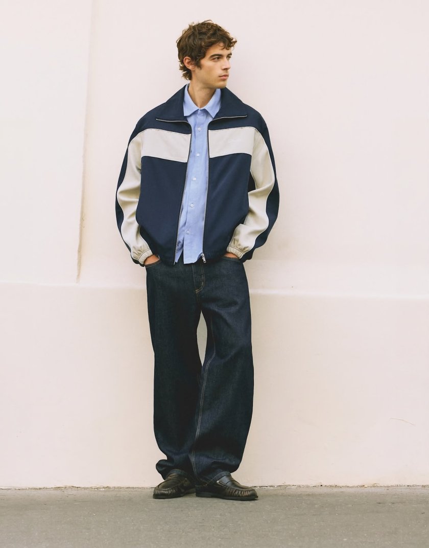 Pull&Bear Pull&Bear Panel Zip Jacket — Black/Ecru