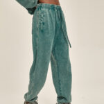 MEN'S ACID WASHED JOGGER PANTS- GREEN - Image 3