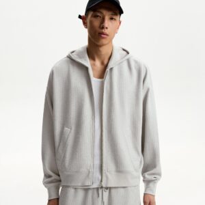 Waffle Zip Hoodie – Cloud Grey