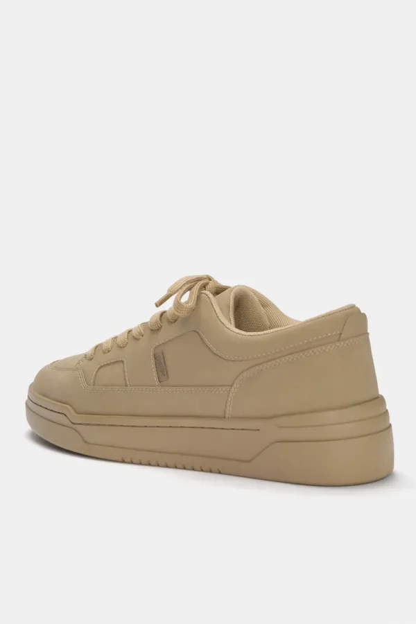 PB Monochrome Faux Leather Lace-Up Sneakers