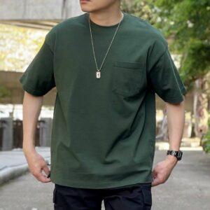 T-SHIRT BASIC WITH POCKET - GREEN DARK