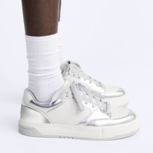 ZARA Metallic Sneakers – Silver